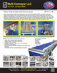 Plastic chain or plastic belt conveyors - table top conveyors