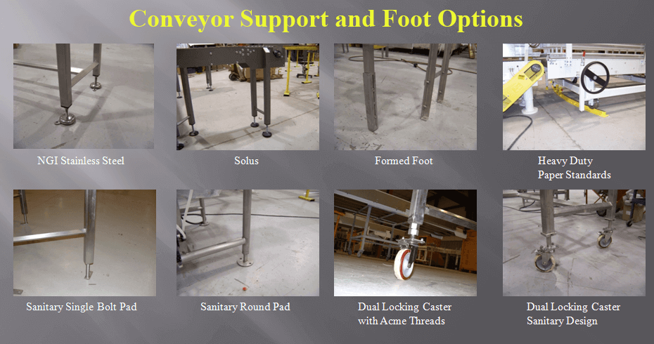Collage of several support and foot options