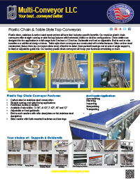 Plastic chain or plastic belt conveyors - table top conveyors